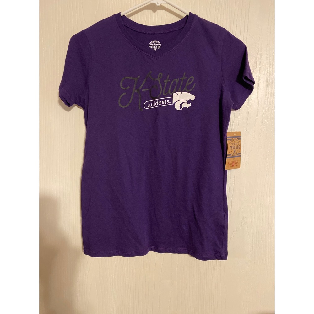 Rivalry Threads Kansas State Wildcats K-State Purple V-Neck Tee Kids XL 0605